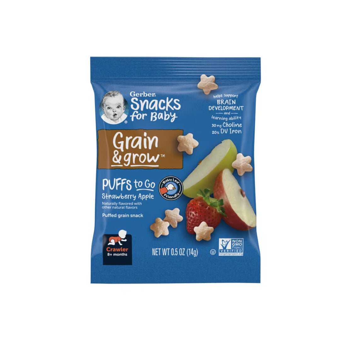 Gerber Snacks for Baby, Puffs-To-Go 14g-Strawberry Apple
