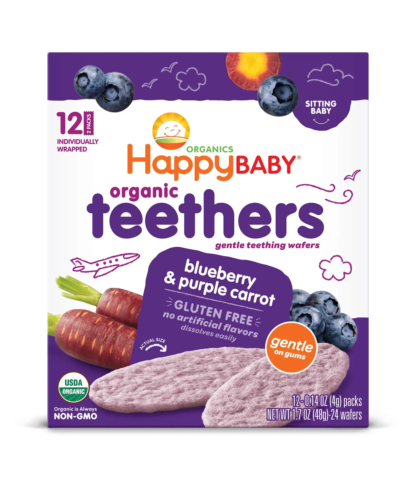 Happy Baby Organics Teethers, 24 Wafers