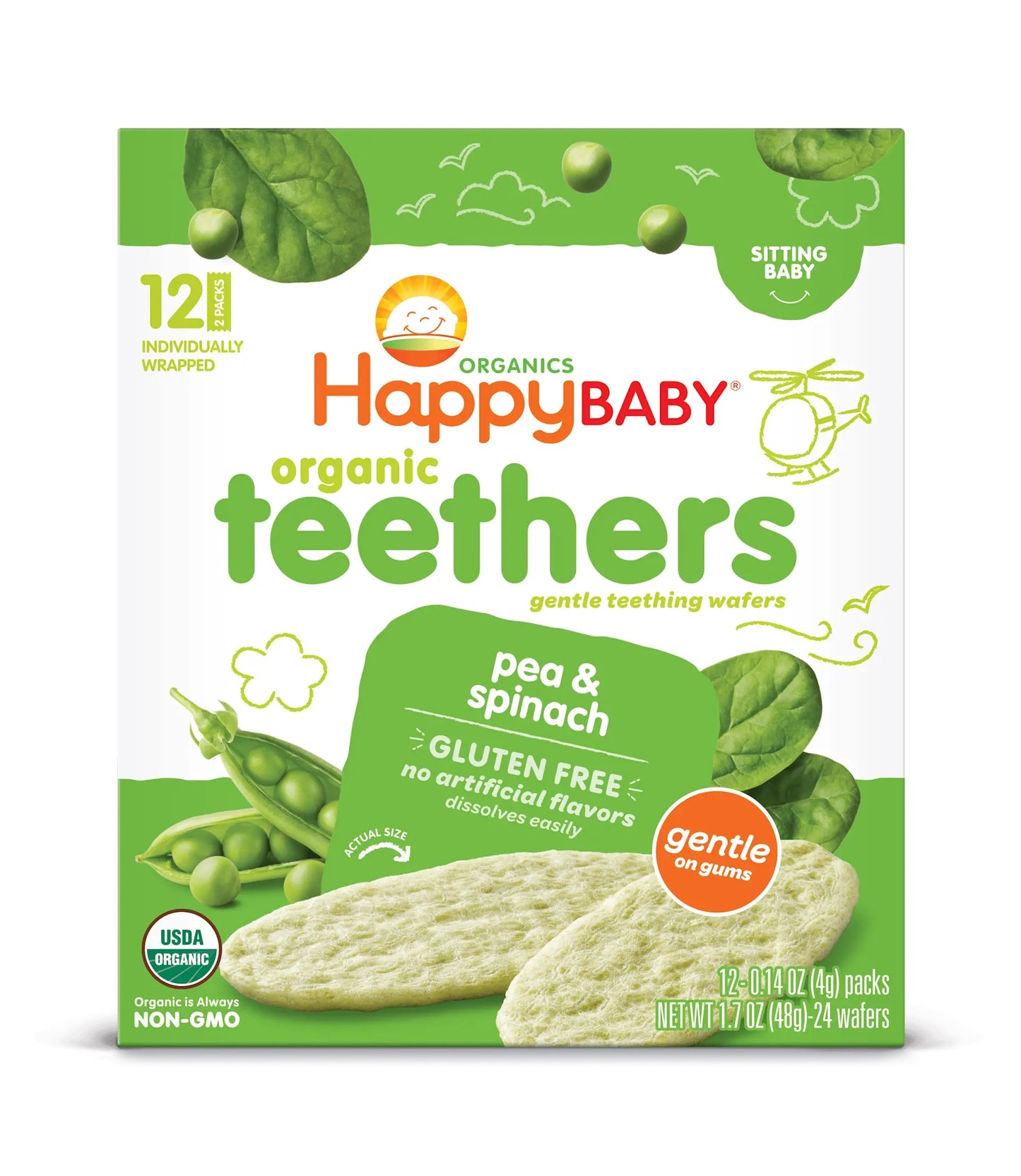 Happy Baby Organics Teethers, 24 Wafers