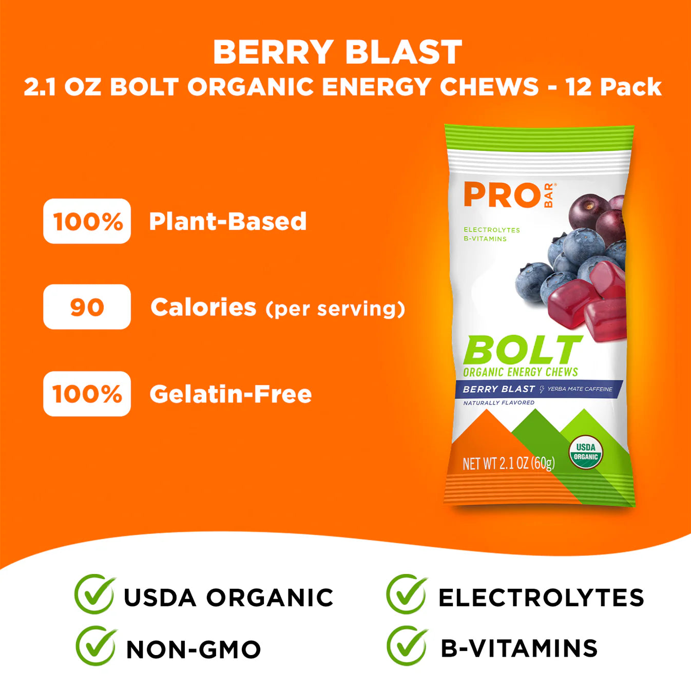 ProBar Bolt Organic Berry Blast Energy Chews, 1 Sachet