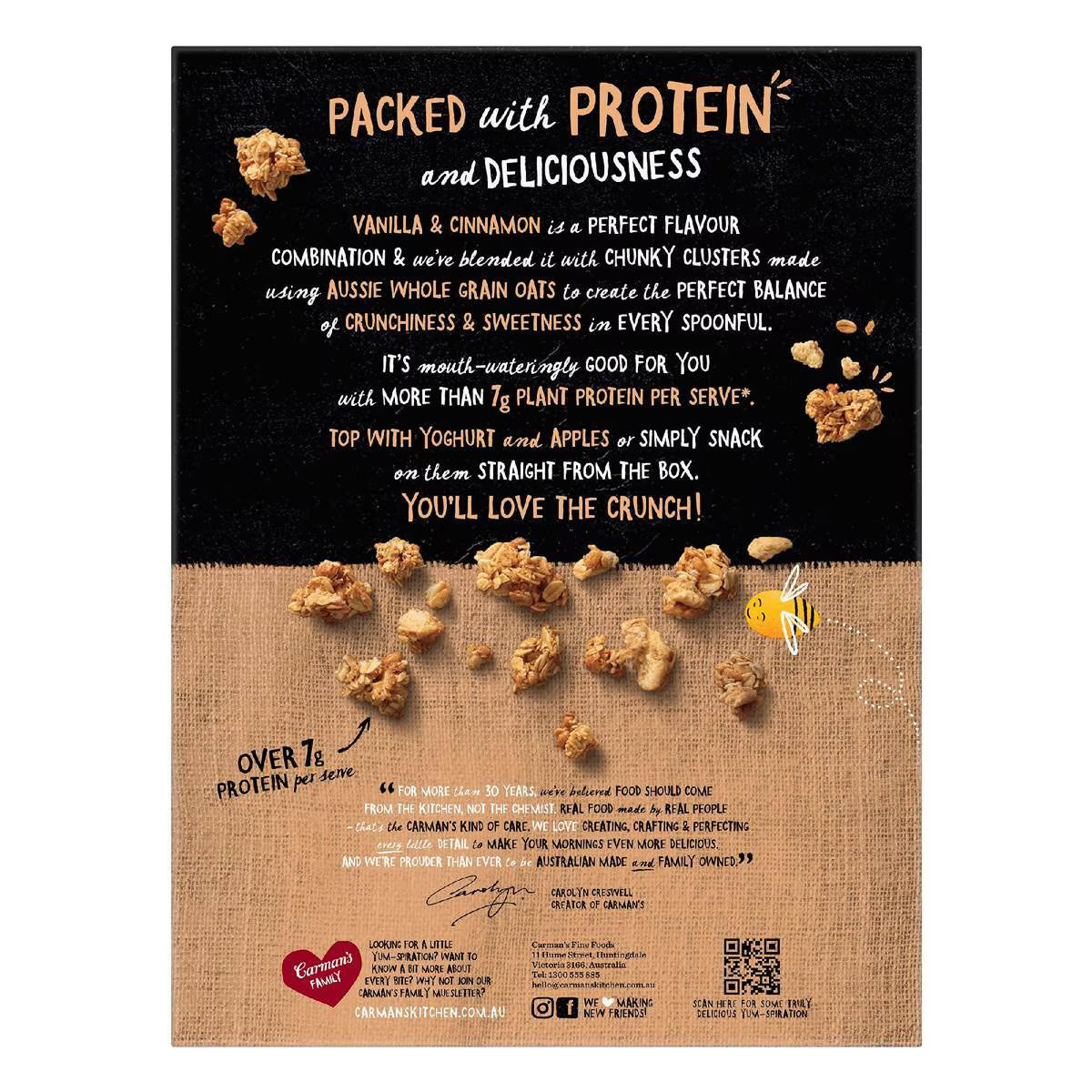Carman's Vanilla Cinnamon Crumble Protein Clusters 452g