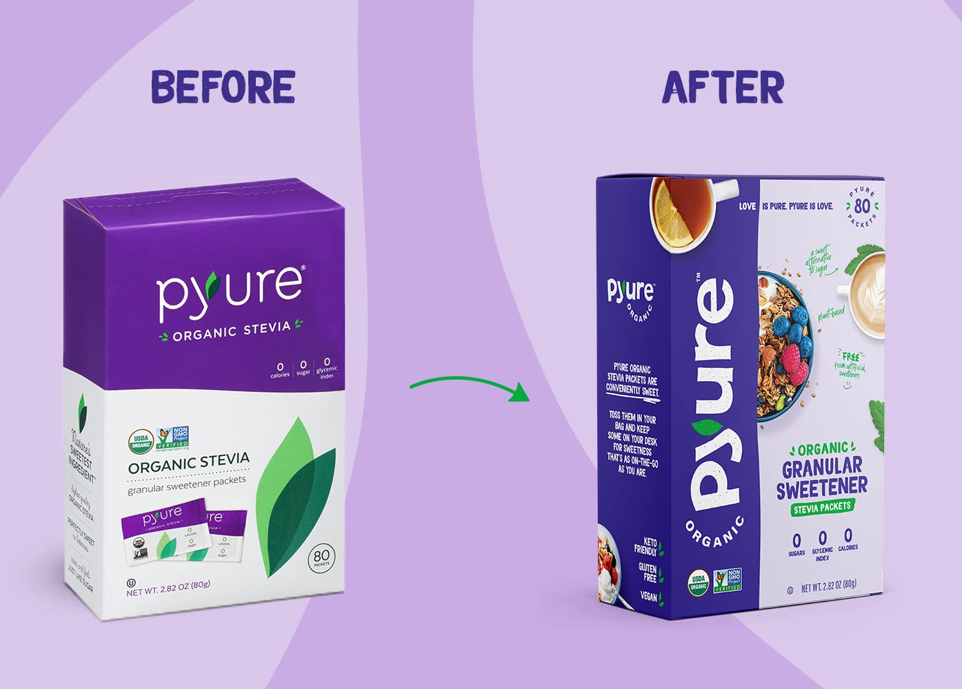 Pyure Organic Stevia Granular Sweeteners, 80 Packets