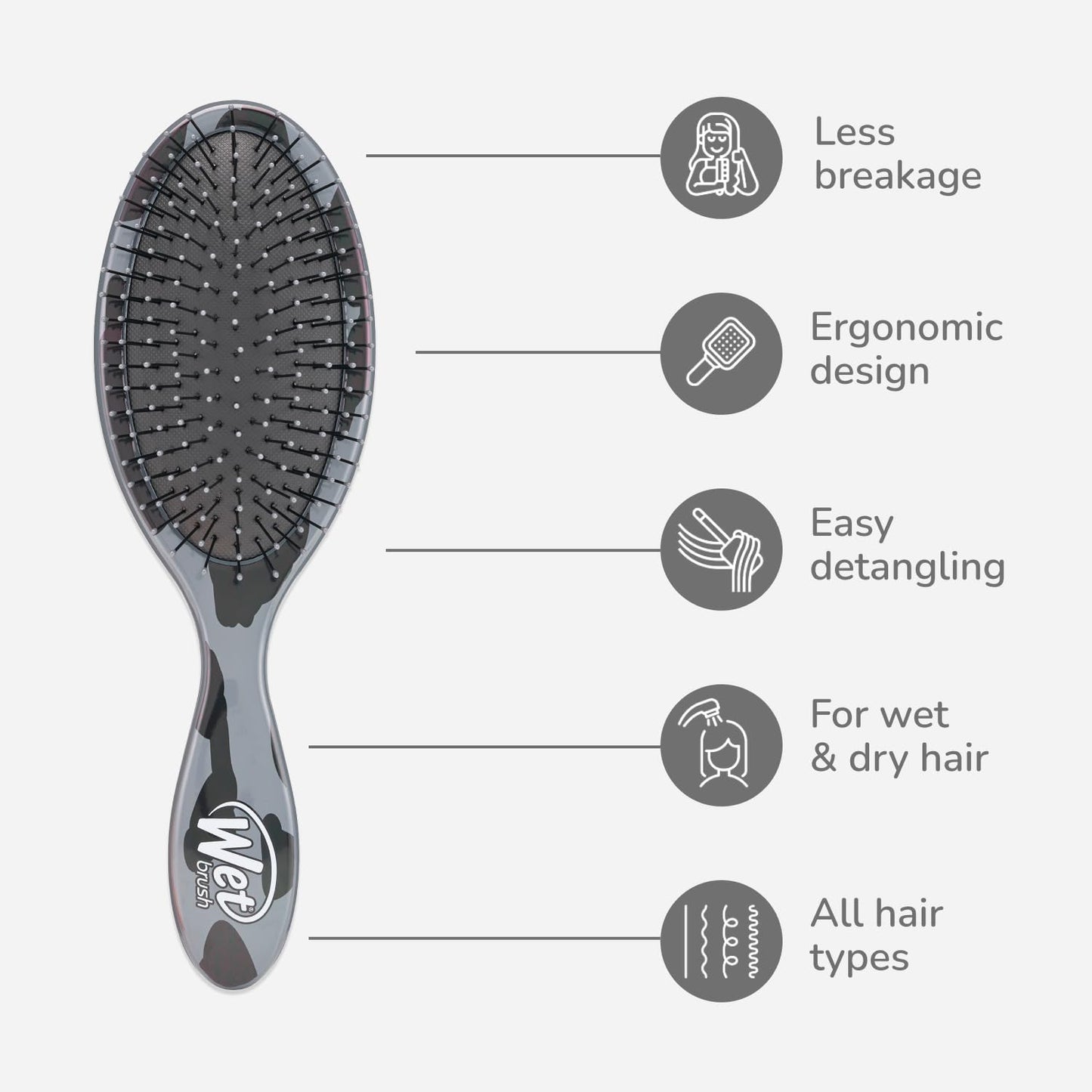 Wet Brush Original Hair Detangler, Dark Gray Leopard