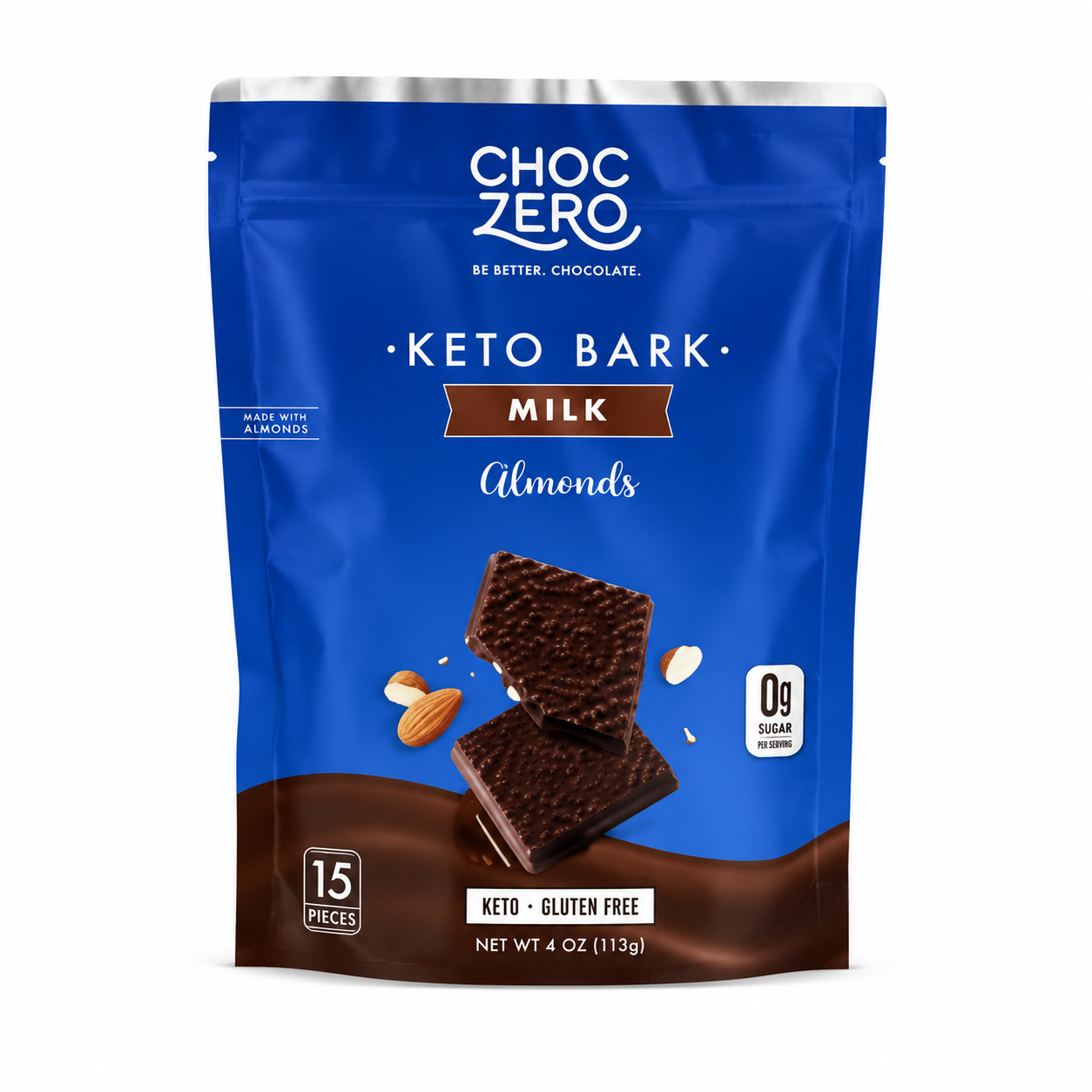 ChocZero Keto Bark Milk Almonds 170g, 15 Mini Bars