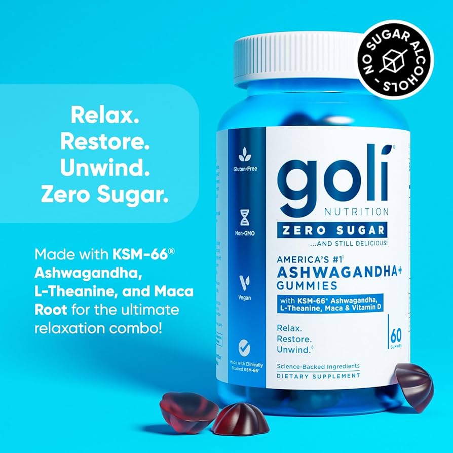 Goli Nutrition Ashwagandha+ Zero Sugar, 60 Gummies
