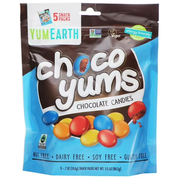 YumEarth Choco Yums, Chocolate Candies, 5 Snacks Packs