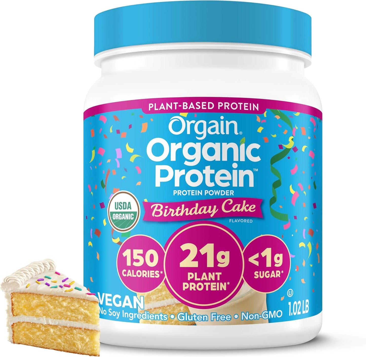 Orgain Organic Birthday Cake Protein Powder 462g