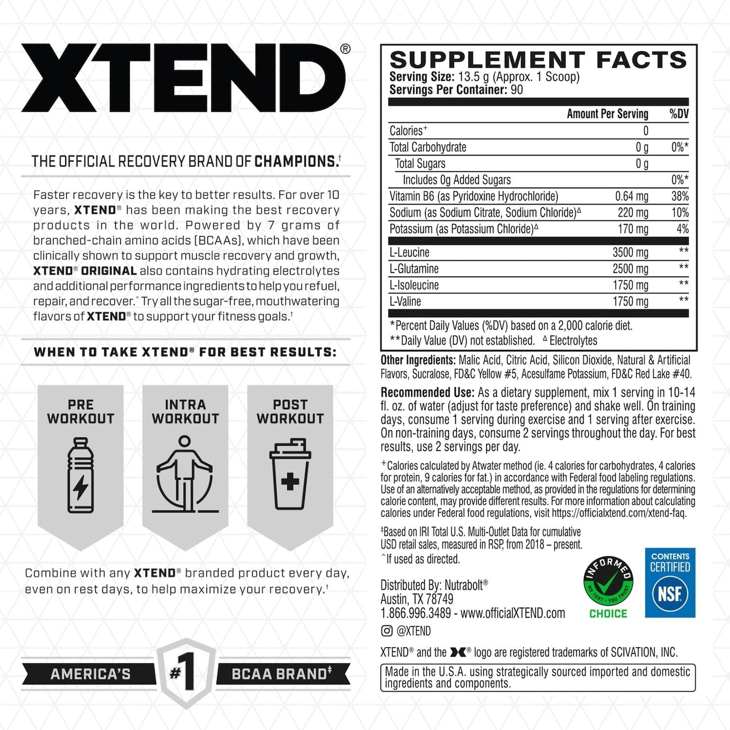 Xtend Original BCAA Powder Mango Madness, 30 Servings