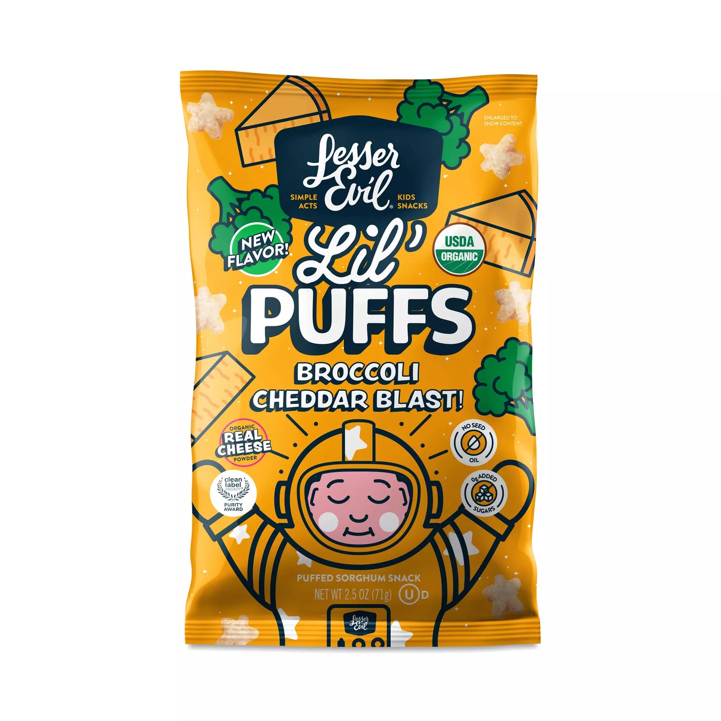 Lesser Evil Lil' Puffs Broccoli Cheddar Blast 71g