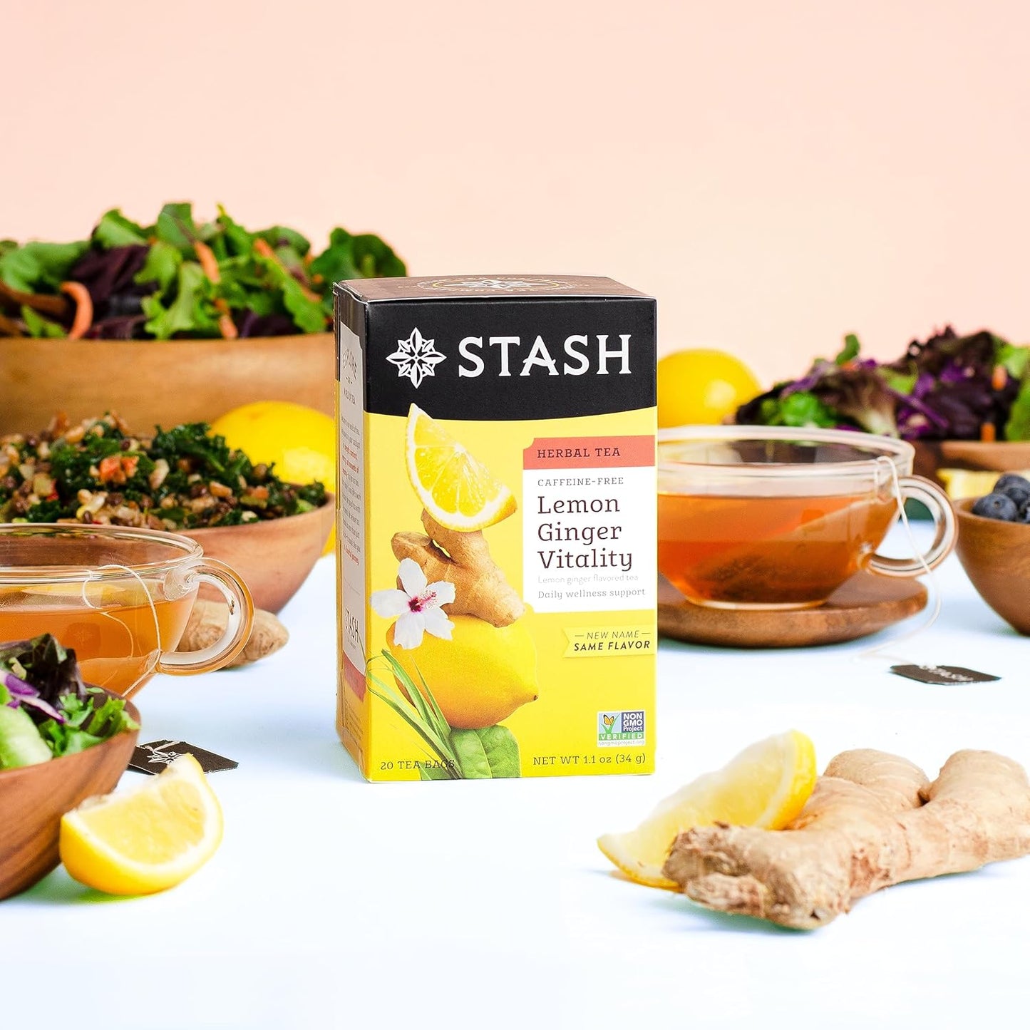 Stash Lemon Ginger Vitality Herbal Tea, 20 Tea Bags