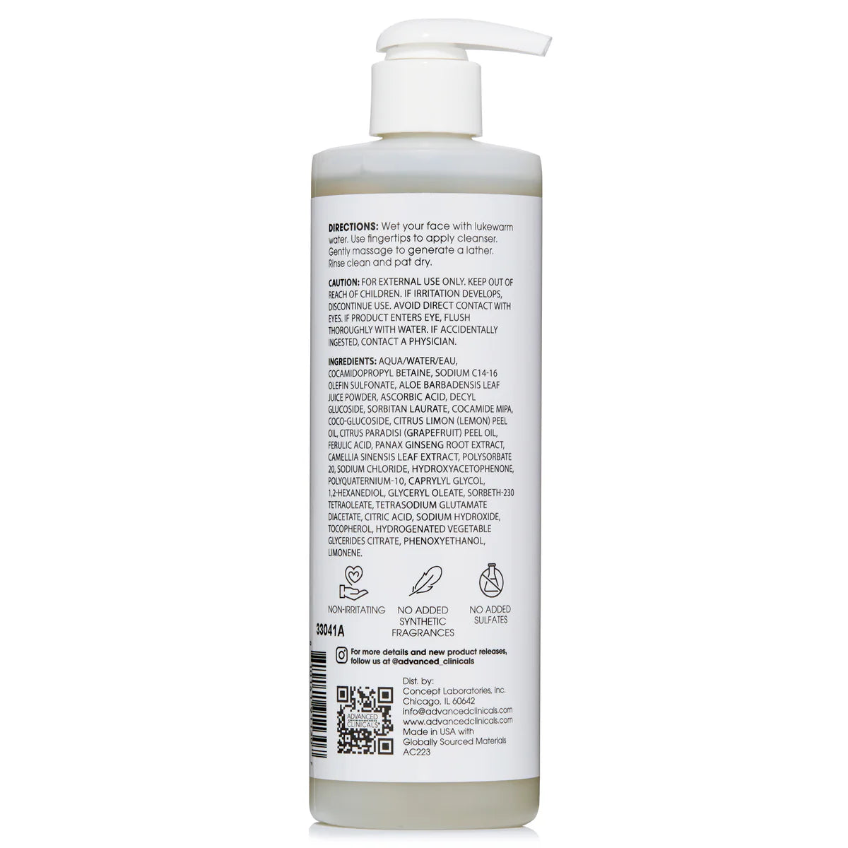 Advanced Clinicals Vitamin C + Ferulic Acid Cleanser 347ml