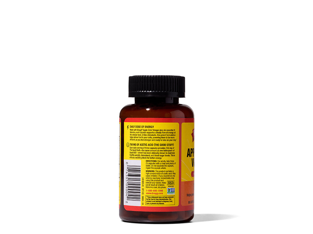 Bragg Energy Apple Cider Vinegar, 90 Capsules