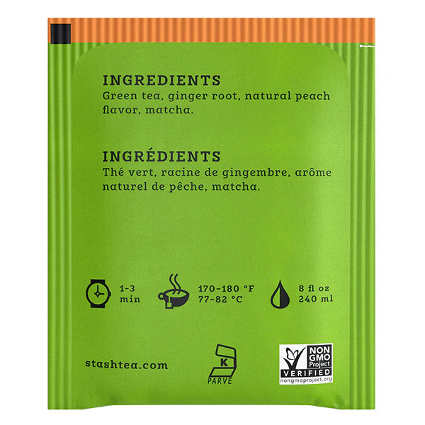 Stash Ginger Peach Green Tea & Matcha, 18 Tea Bags