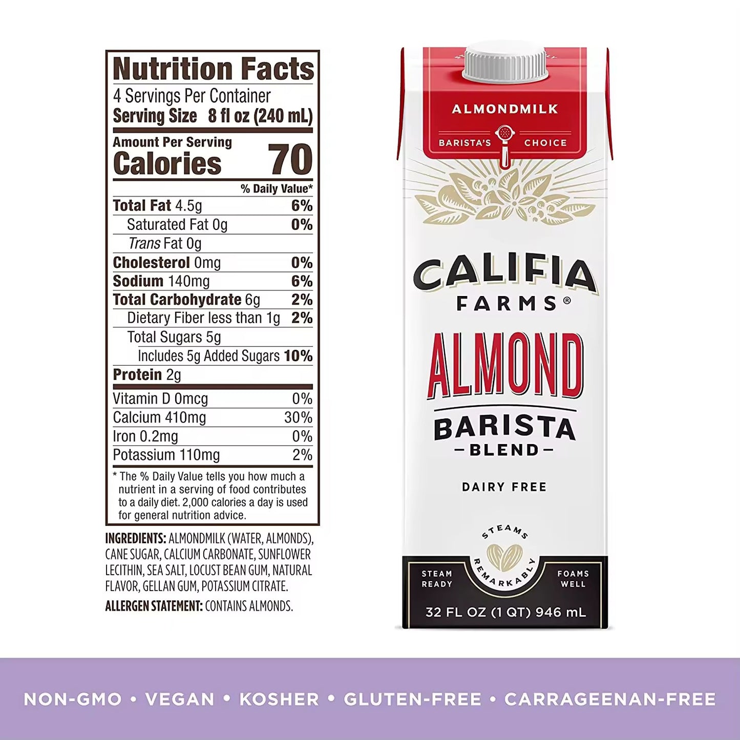 Califia Farms Almond Barista Blend 1L