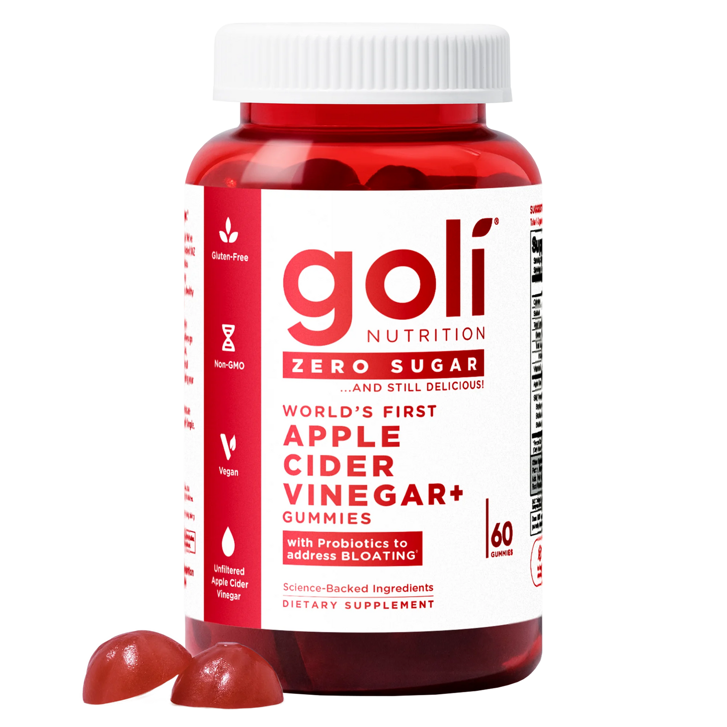Goli Nutrition Apple Cider Vinegar+ Zero Sugar, 60 Gummies