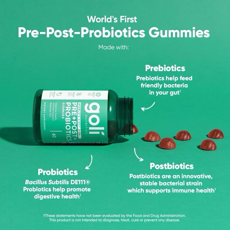 Goli Nutrition Pre+Post+Probiotics, 60 Gummies