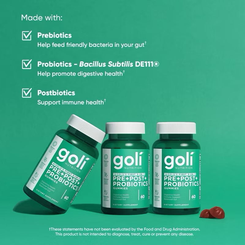 Goli Nutrition Pre+Post+Probiotics, 60 Gummies