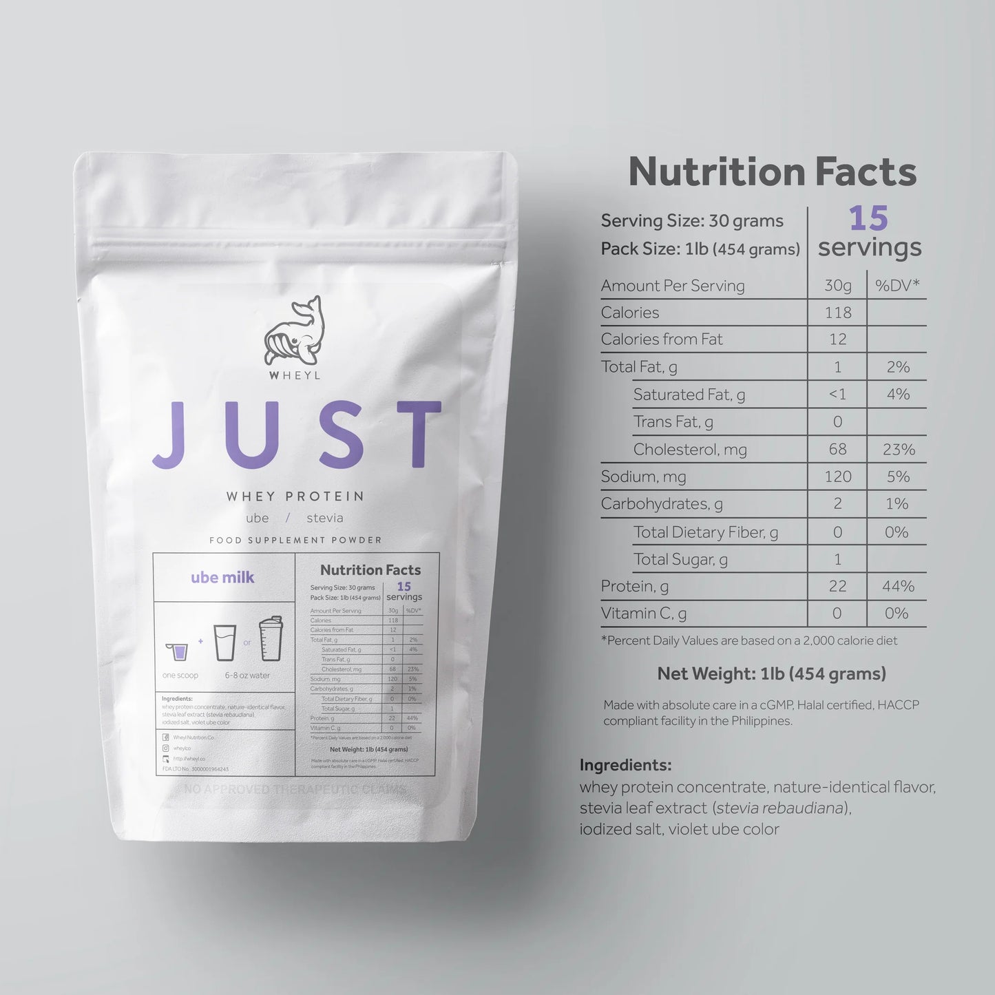 Wheyl Nutrition Just Ube Milk Whey Protein 454g