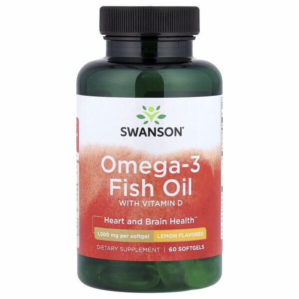 Swanson Vitamins Omega-3 Fish Oil w/ Vitamin D, 60 softgels