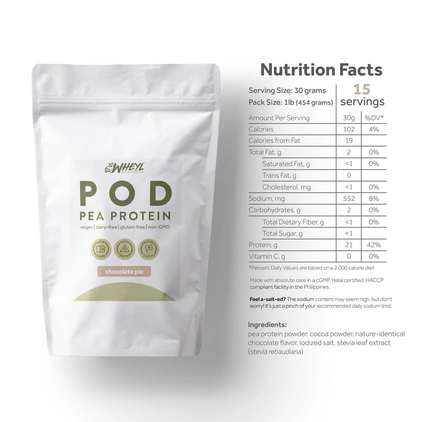 Wheyl Nutrition POD Chocolate Pie Pea Protein 454g