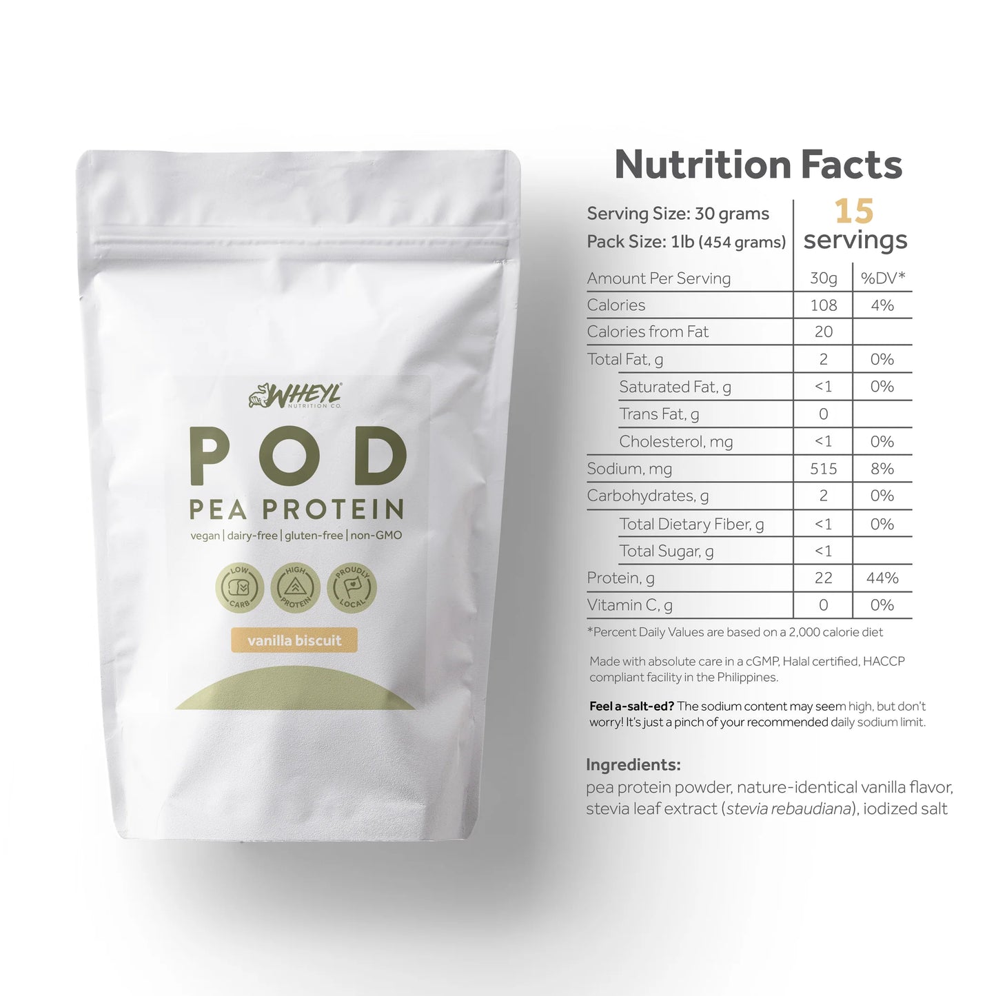 Wheyl Nutrition POD Vanilla Biscuit Pea Protein 454g