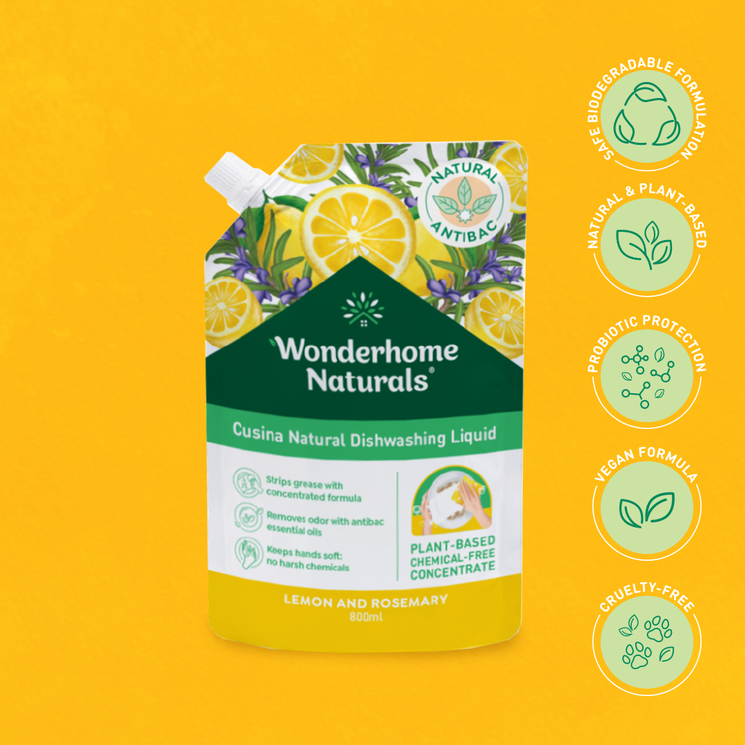 Wonderhome Naturals Cusina Natural Dishwashing Liquid, Lemon & Rosemary