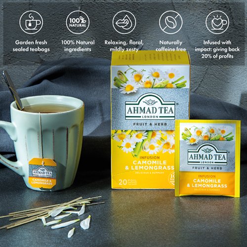 Ahmad Tea "Fruit & Herb” Infusion Camomile & Lemongrass, 20 Tea Bags