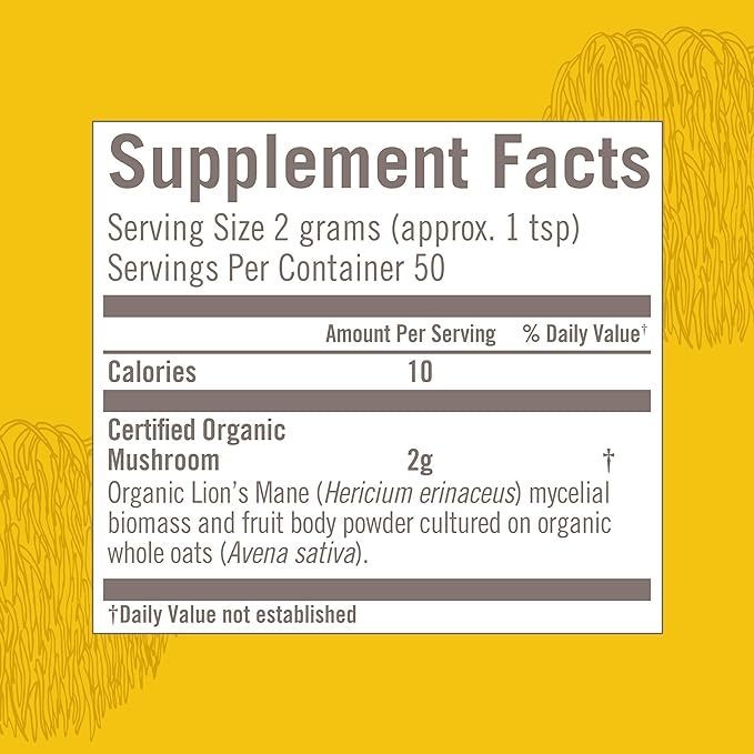 Om Lion's Mane Organic Mushroom Powder 100g