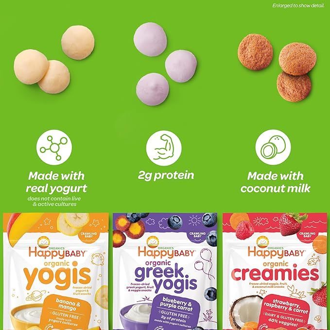 Happy Baby Organics Yogis, Freeze-Dried Yogurt & Fruit Snacks 28g