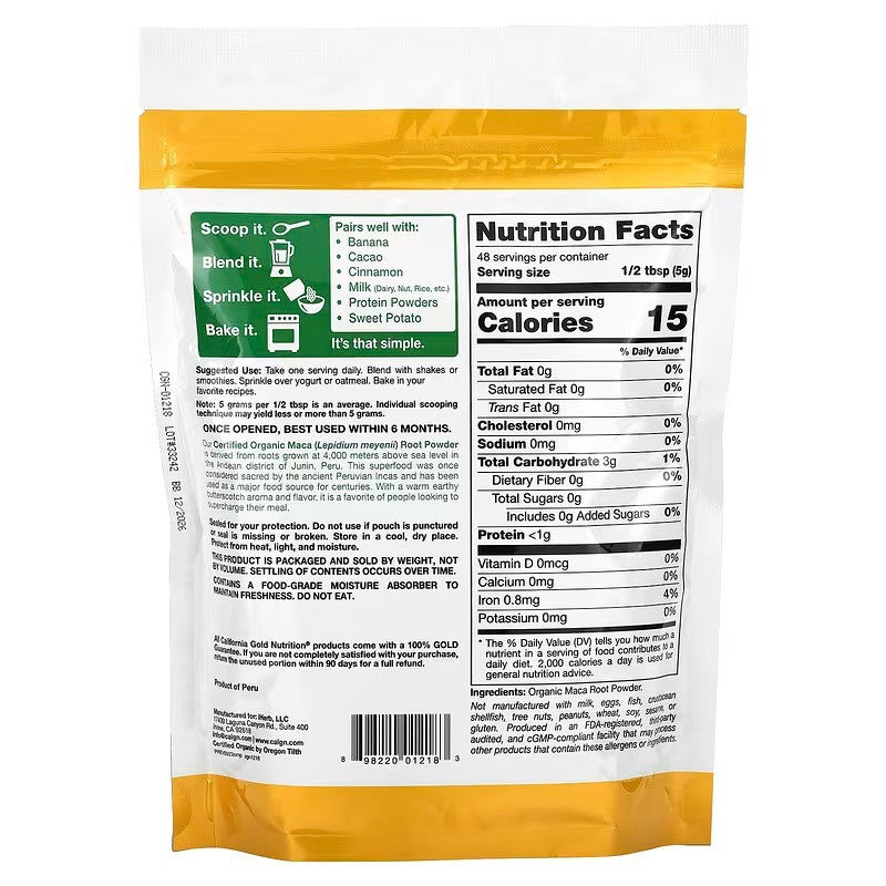 California Gold Nutrition Superfoods Organic Maca Root Powder 240g