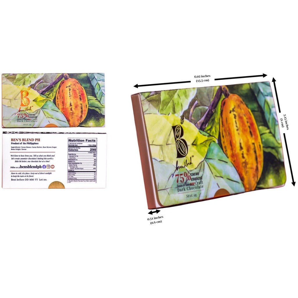 Ben's Blend 75% Cacao Dark Chocolate 50g