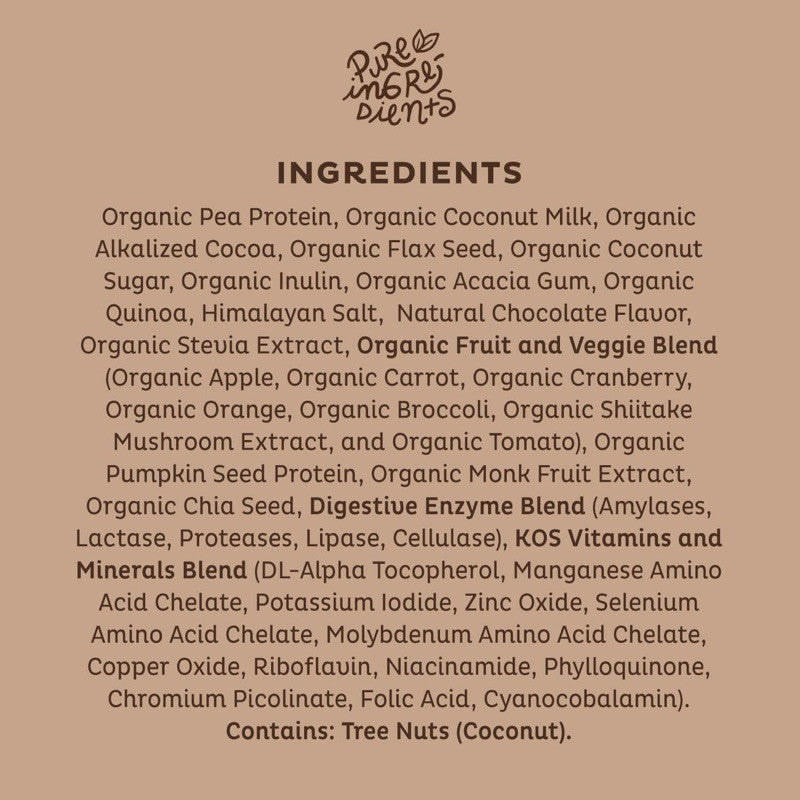 KOS Organic Chocolate Flavor Plant Protein 1092g