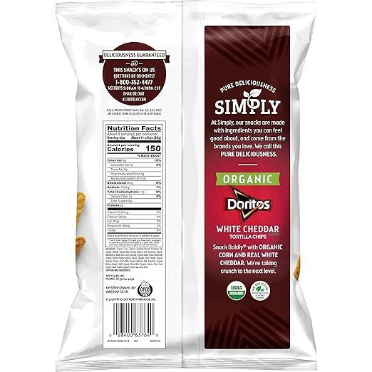 Simply Organic Doritos White Cheddar Tortilla Chips 212.6g