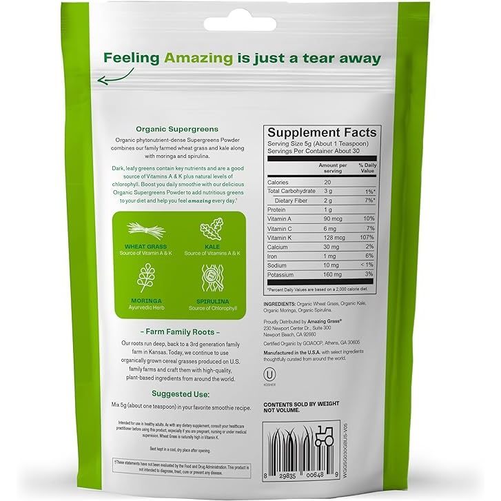 Amazing Grass Organic Supergreens Powder 150g