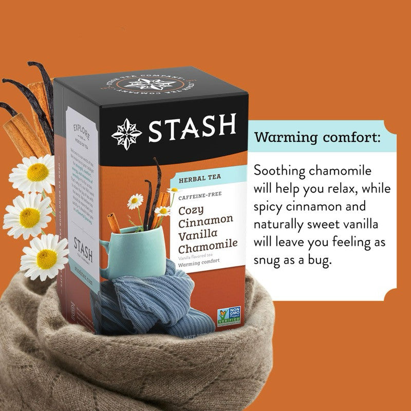 Stash Cozy Cinnamon Vanilla Herbal Tea, 18 Tea Bags