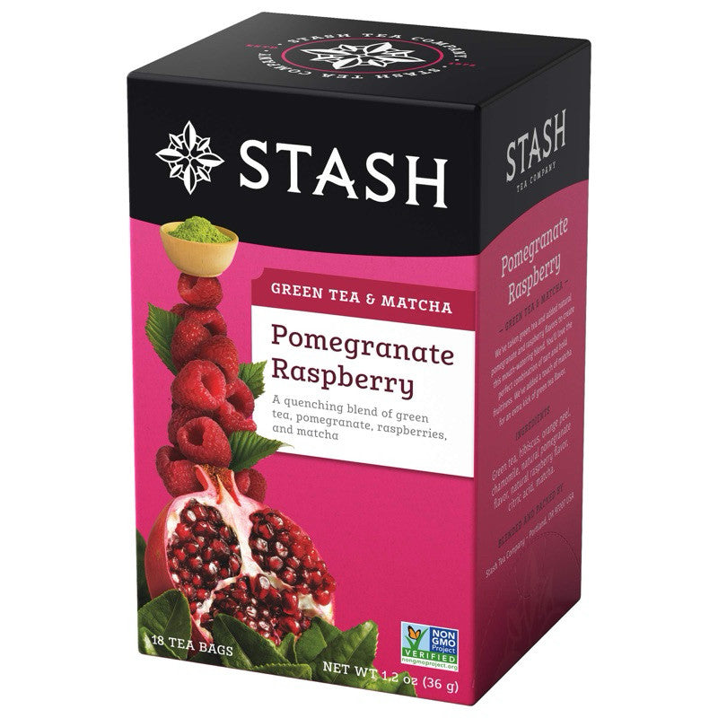 Stash Pomegranate Raspberry Green Tea & Matcha, 18 Tea Bags