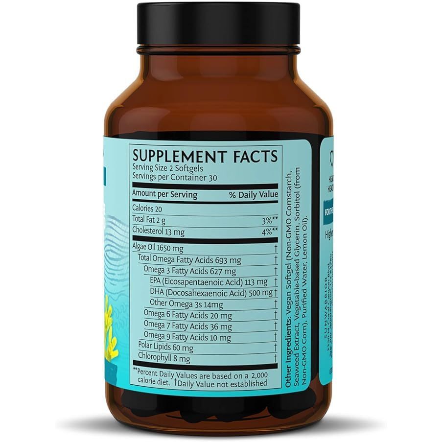 Sunwarrior Algae-Based Omega-3, Vegan DHA+EPA - 60 Soft Gels