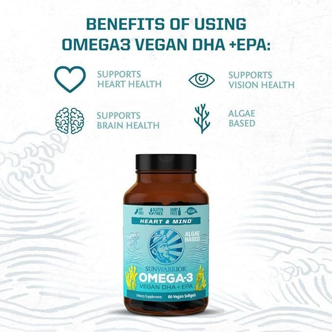 Sunwarrior Algae-Based Omega-3, Vegan DHA+EPA - 60 Soft Gels