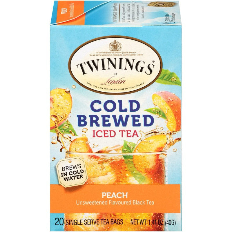 Twinings Cold Brewed Peach Iced Tea, 20 Tea Bags