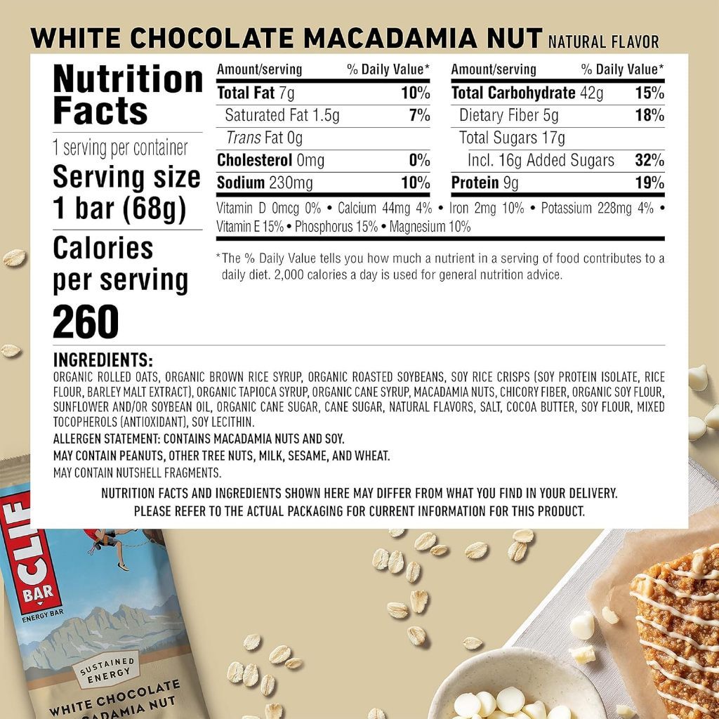 Clif Energy Bar White Chocolate Macadamia Nut 68g (1 Bar)