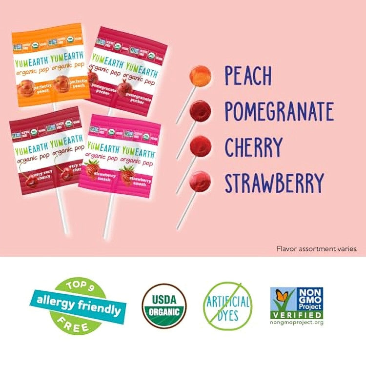 Yum Earth Assorted Organic Pops 87g
