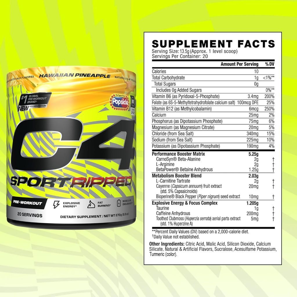 Cellucor C4 Sport Ripped Hawaiian Popsicle Pre-Workout 270g