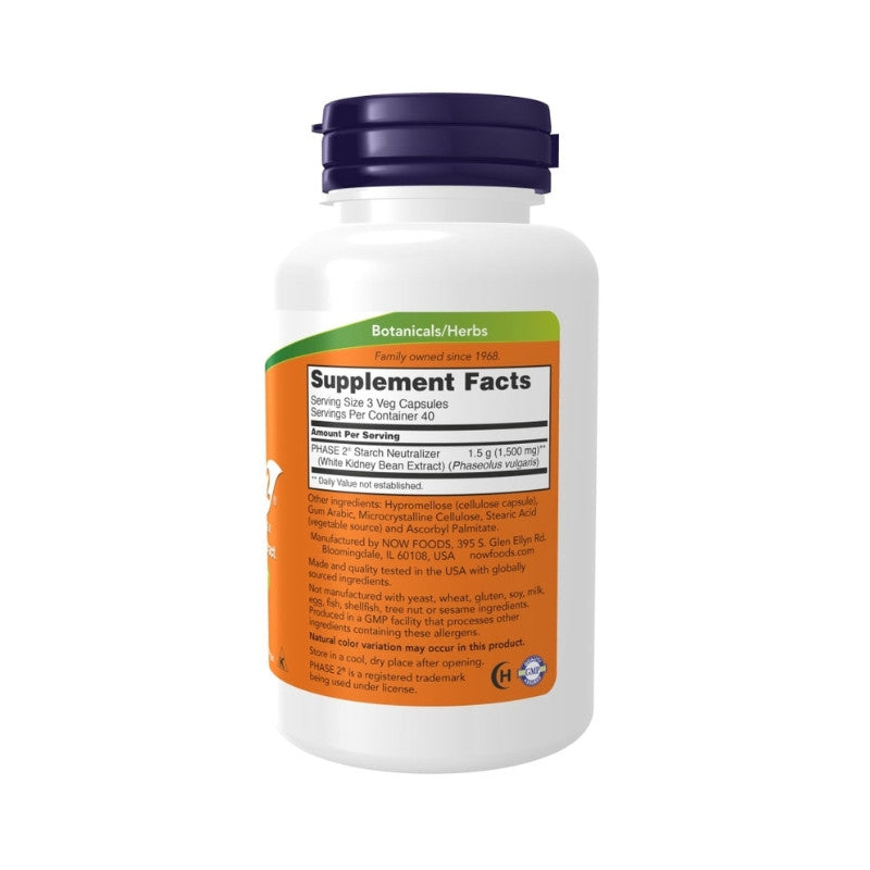 Now Foods Phase 2 White Kidney Bean Extract 500mg, 120 Veg Capsules