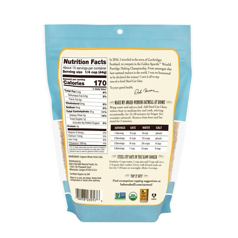 Bob’s Red Mill Organic Steel Cut Oats 680g