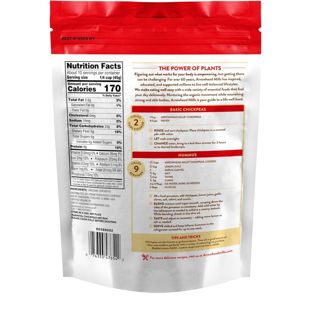 Arrowhead Mills Organic Chickpeas 453g