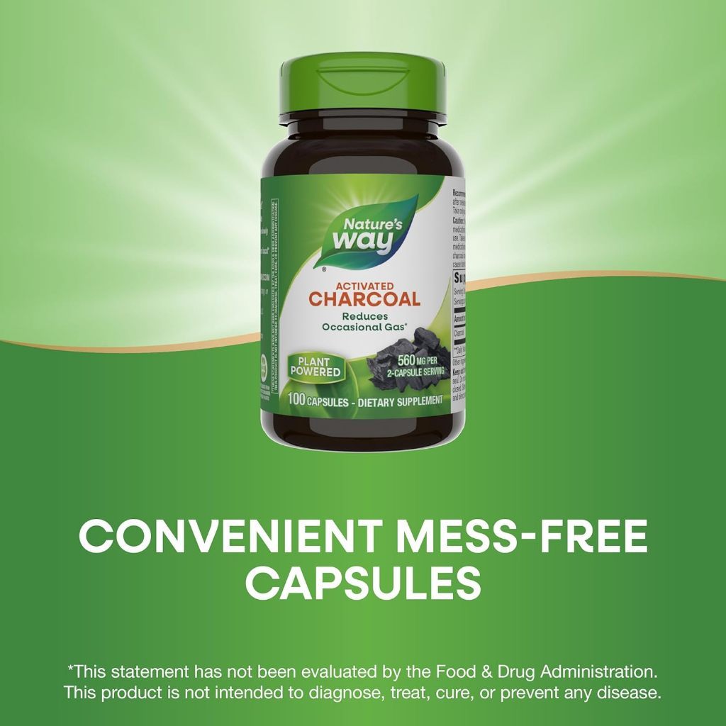 Nature's Way Activated Charcoal 560mg - 100 Capsules
