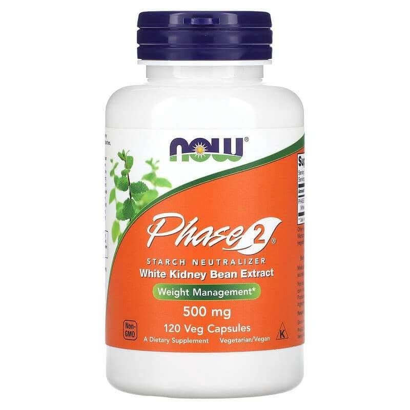 Now Foods Phase 2 White Kidney Bean Extract 500mg, 120 Veg Capsules