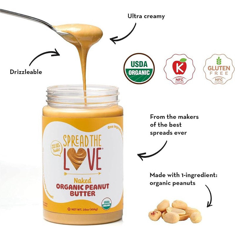 Spread the Love Naked Organic Peanut Butter 454g