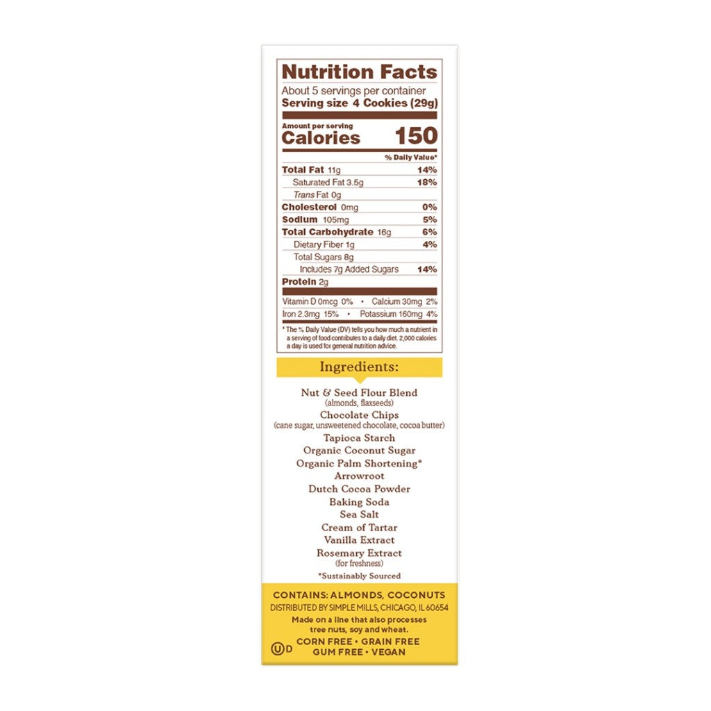 Simple Mills Crunchy Double Chocolate Almond Flour Cookies 156g