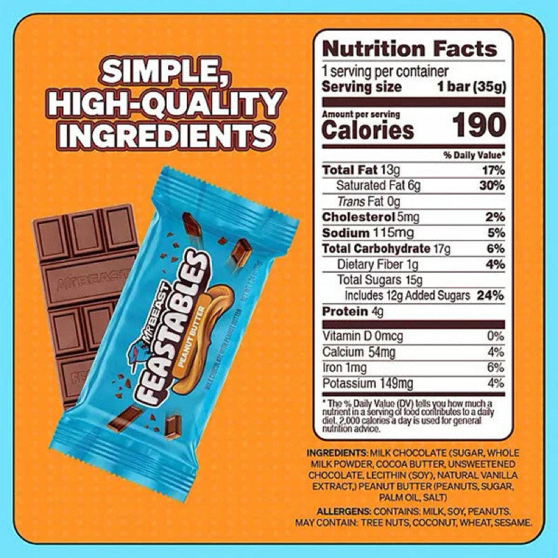 Feastibles MrBeast Plant-Based Chocolate Bar 60g